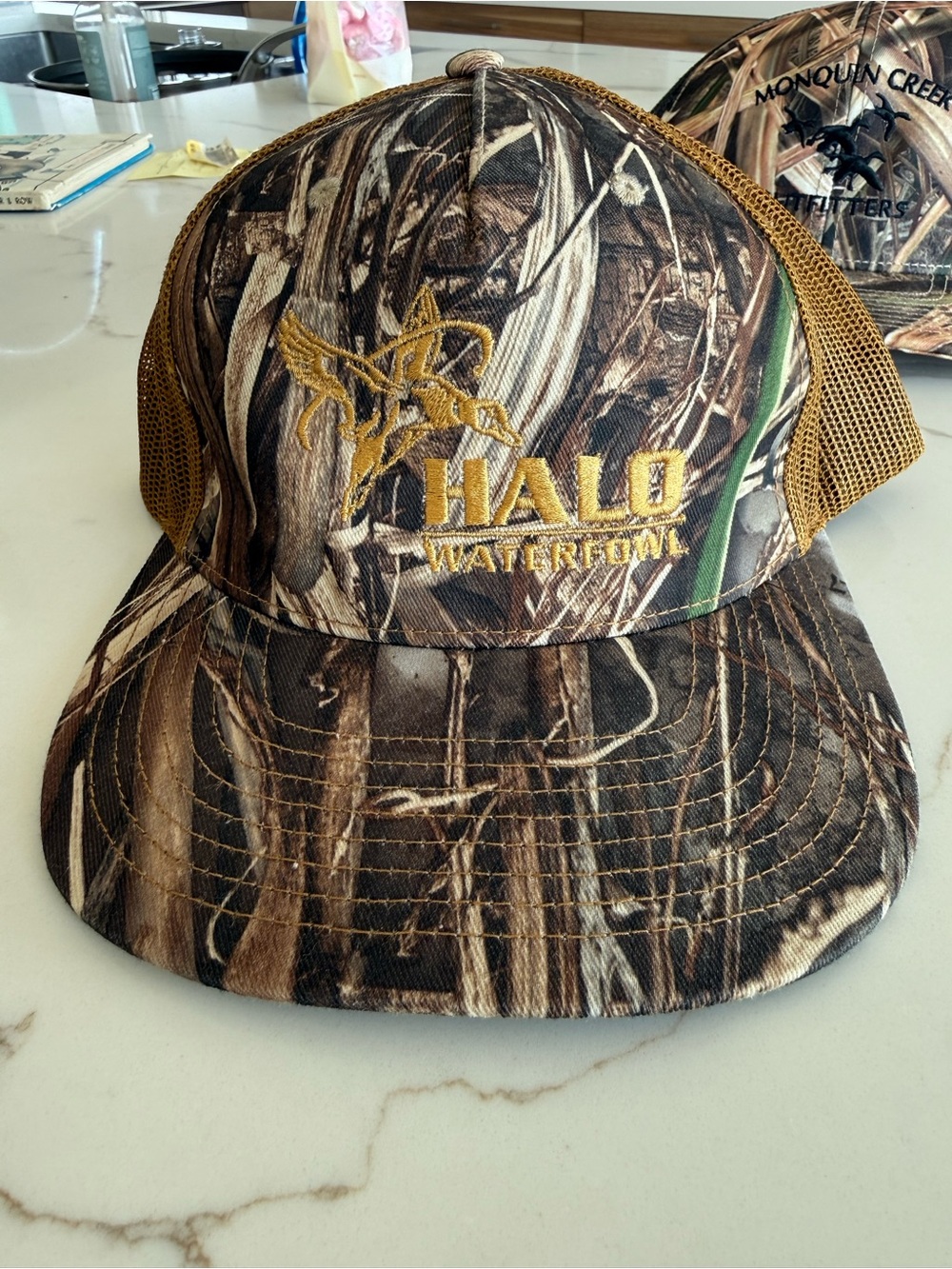 HALO Waterfowl Camo Mesh Trucker Hat - Brown/Gold